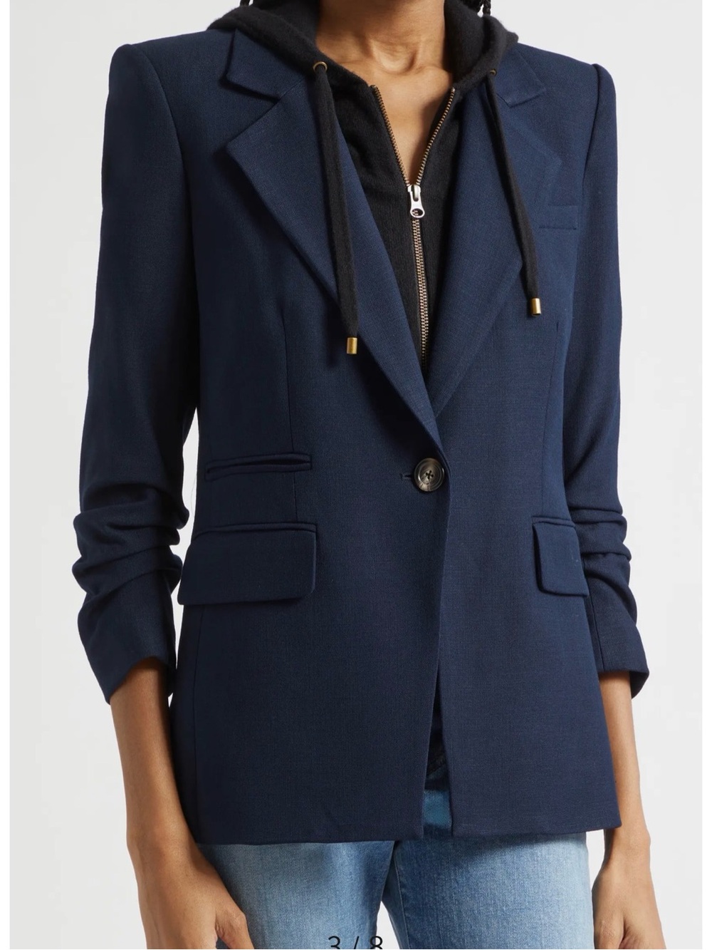 Veronica Beard Dark Navy Single-Button Blazer - Picture 2 of 9